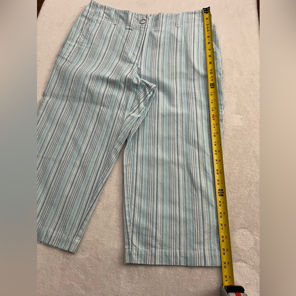 Liz Claiborne Michaela Blue Pinstripe 100% Cotton Capri Pants, Size 12 - Picture 13 of 16
